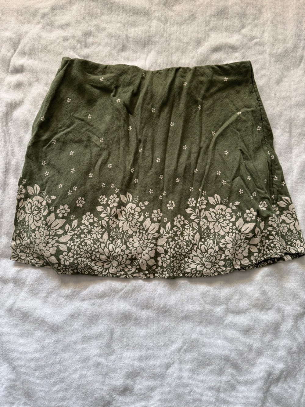 Linen blend graphic mini skort